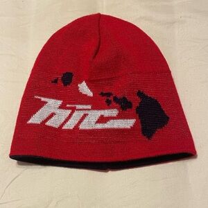 Beanie hat. Reversible red and blue